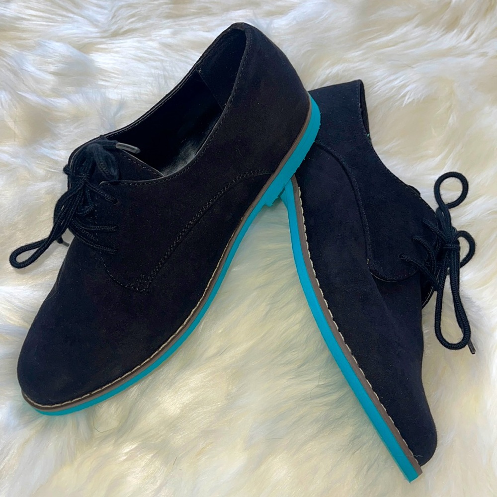 Suede Black/Turquoise Mossimo Oxfords